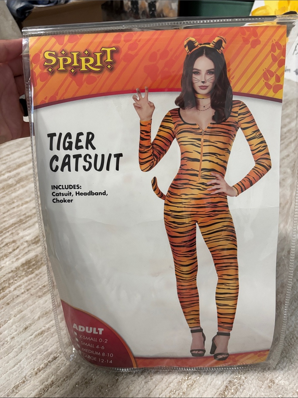 Spirit Women's Tiger-Print Jumpsuit with Headband and Choker Size Medium (8-10)